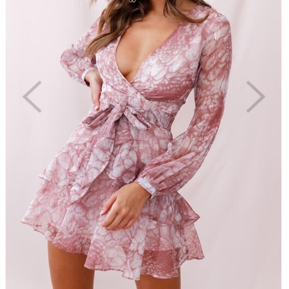 Kerry Layered Balloon Sleeve Dress Nude